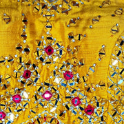 Yellow designer blouse with mirror work