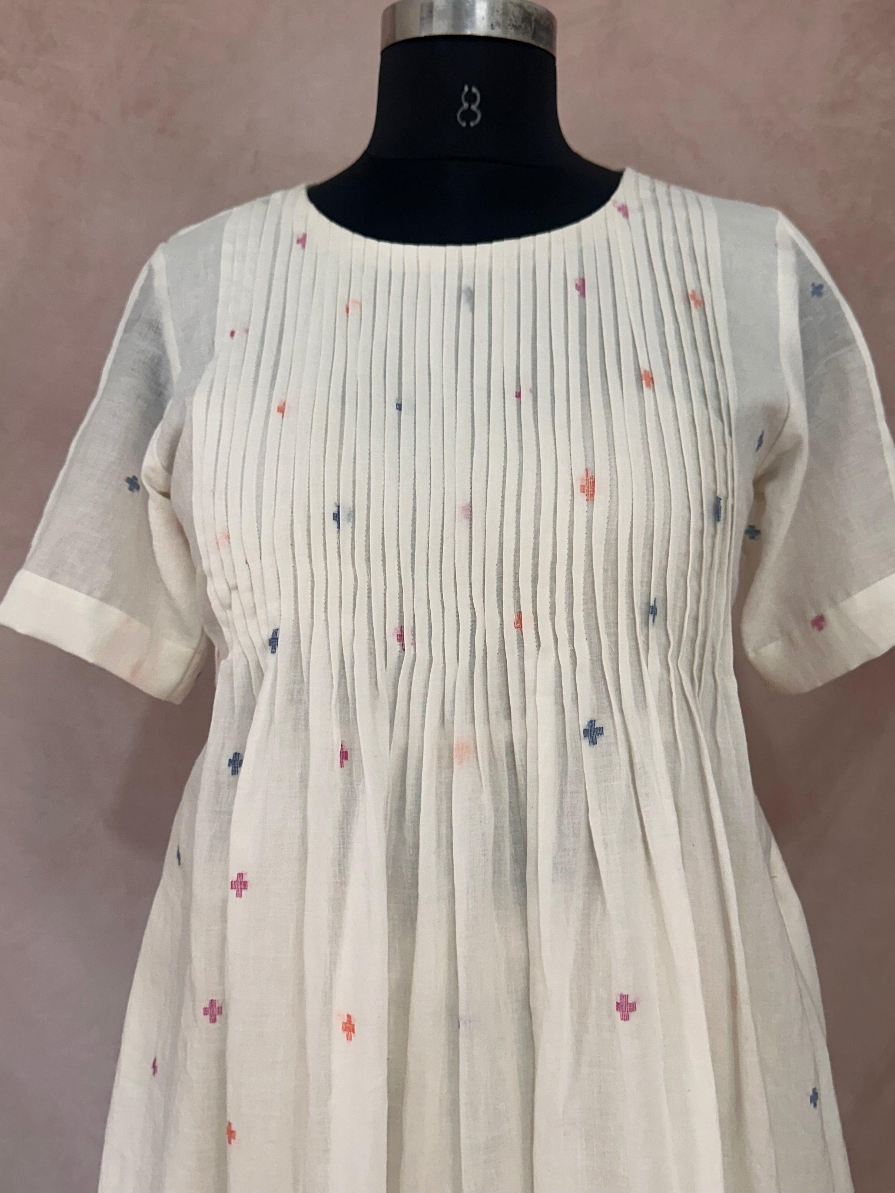 Handloom jamdani cotton dress