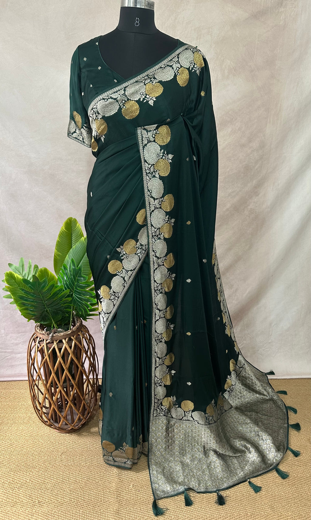Silk crepe georgette saree with stitched blouse