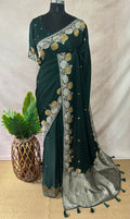 Silk crepe georgette saree with stitched blouse