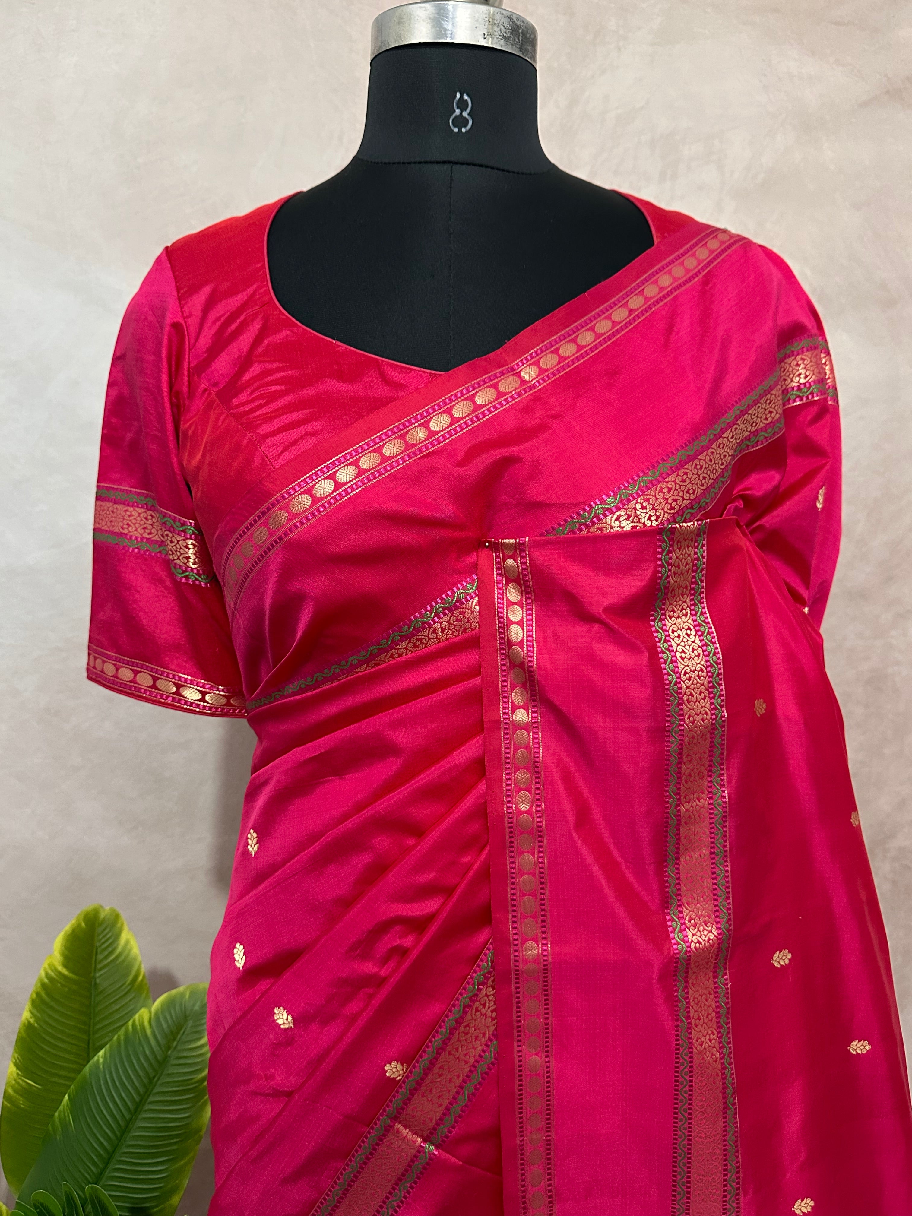 Handloom Pure katan banarsi soft silk saree with stitched blouse