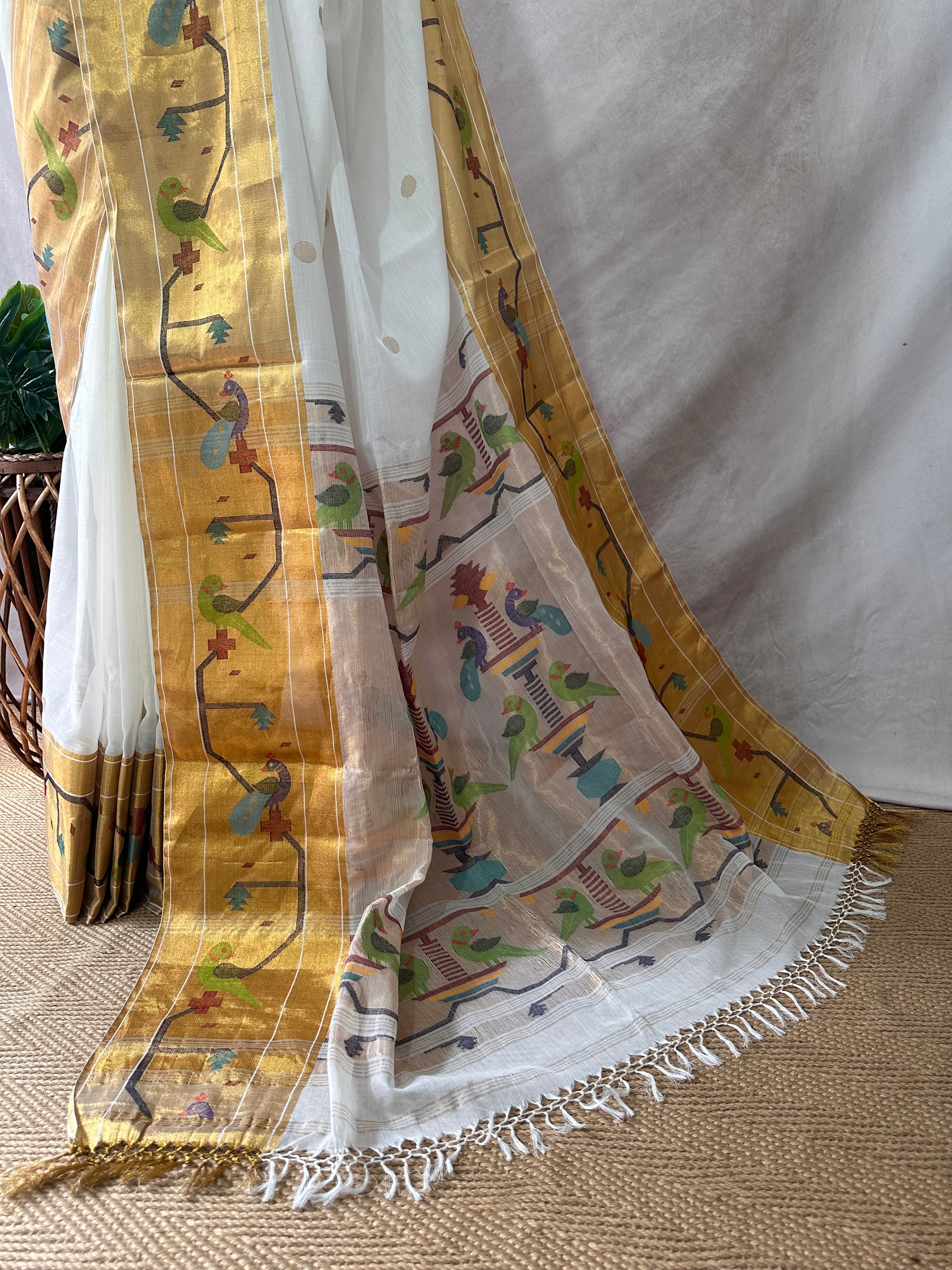 Handloom cotton paithani saree with BP