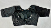 Modal silk Ajrakh blouse with real mirror work