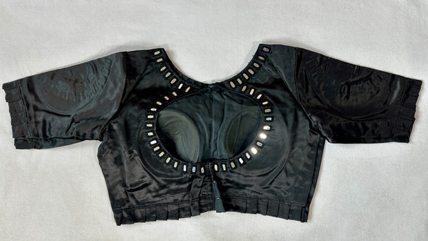 Modal silk Ajrakh blouse with real mirror work