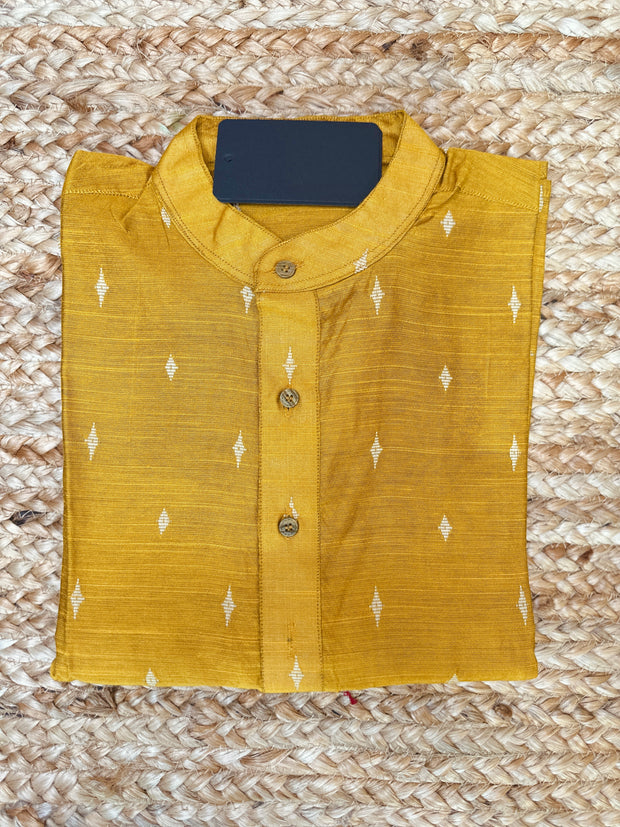 Mustard yellow cotton silk kurta