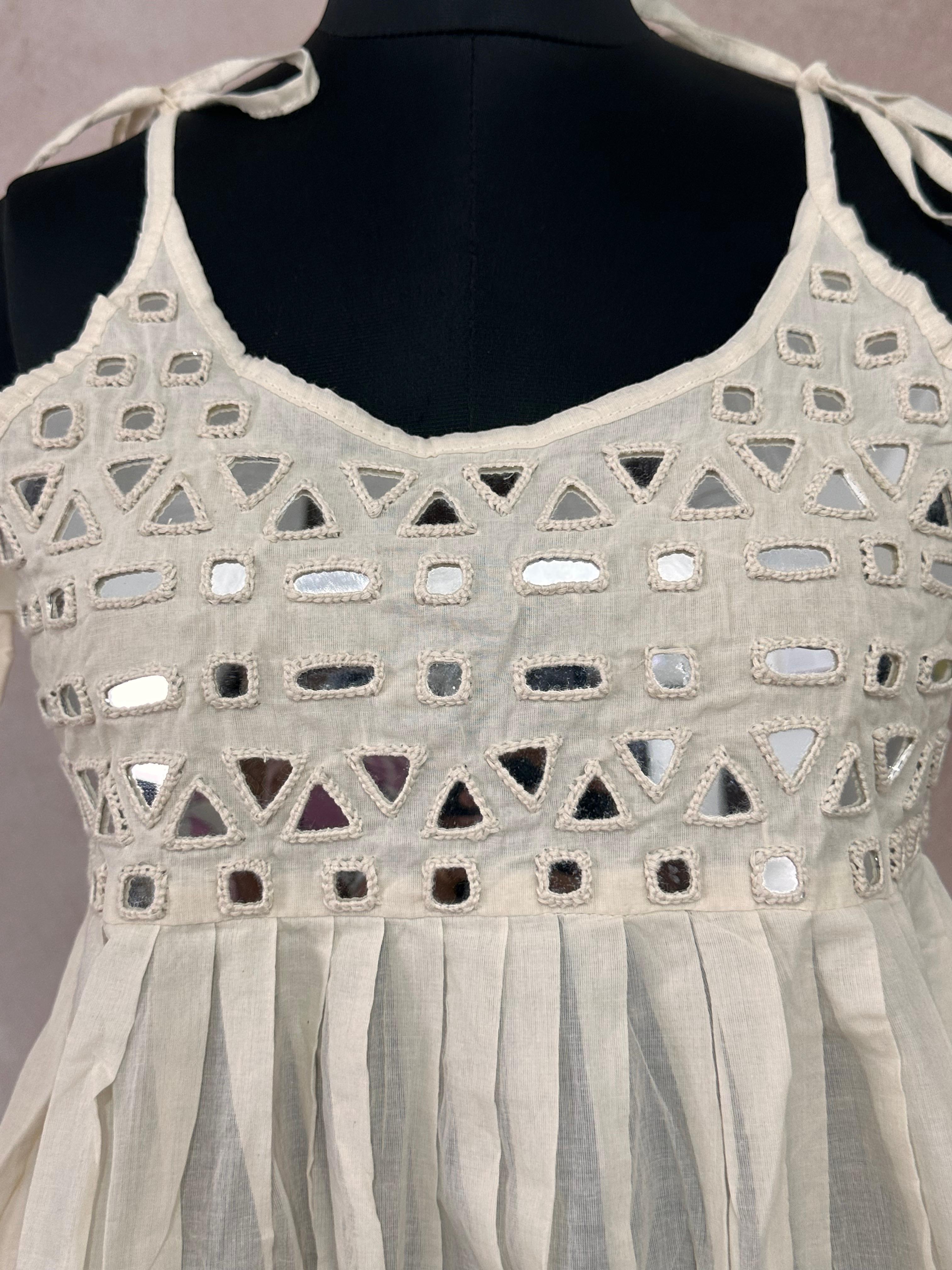 Short kurti with mirror work