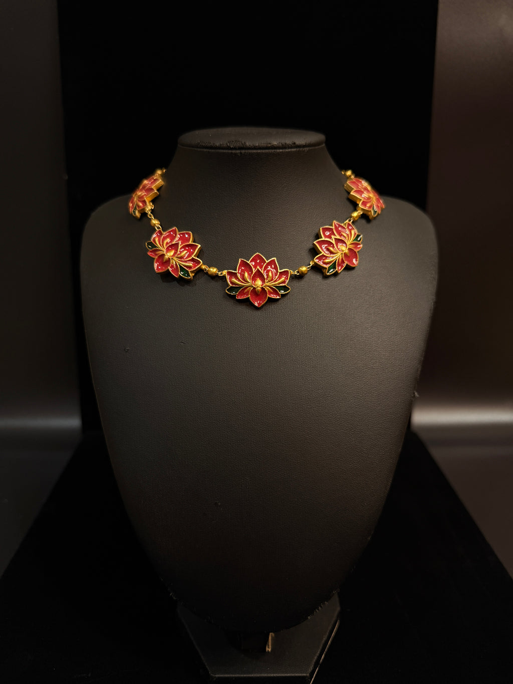 Lotus meenakari necklace with stud