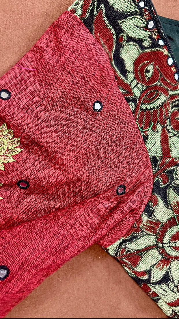 Cotton blouse with mirror work