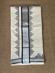 Cotton set saree with kolam print