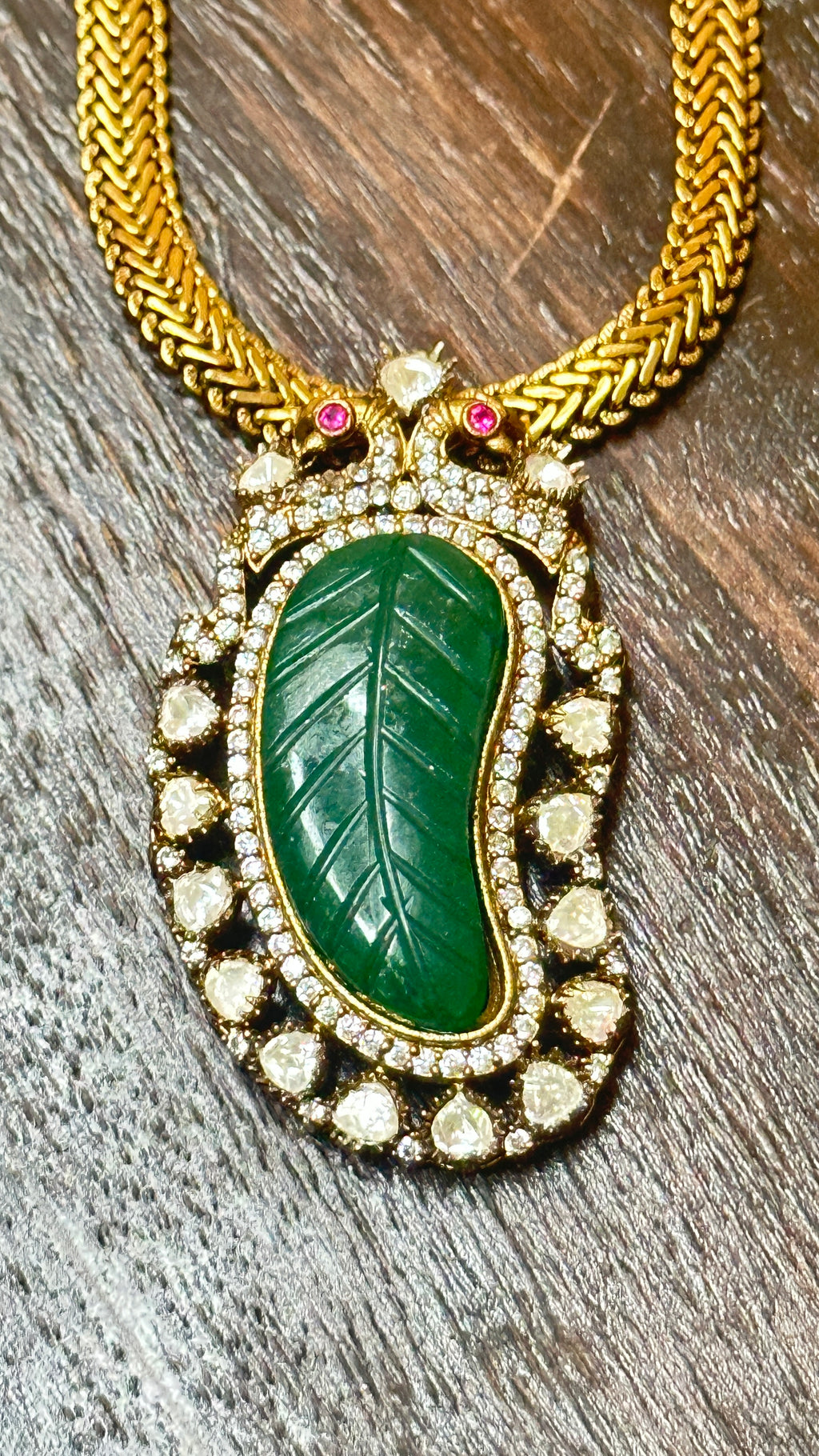 Victorian Necklace with Emerald pendent and earring