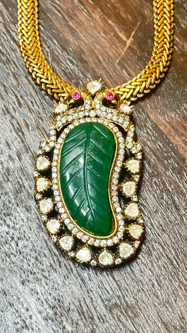 Victorian Necklace with Emerald pendent and earring
