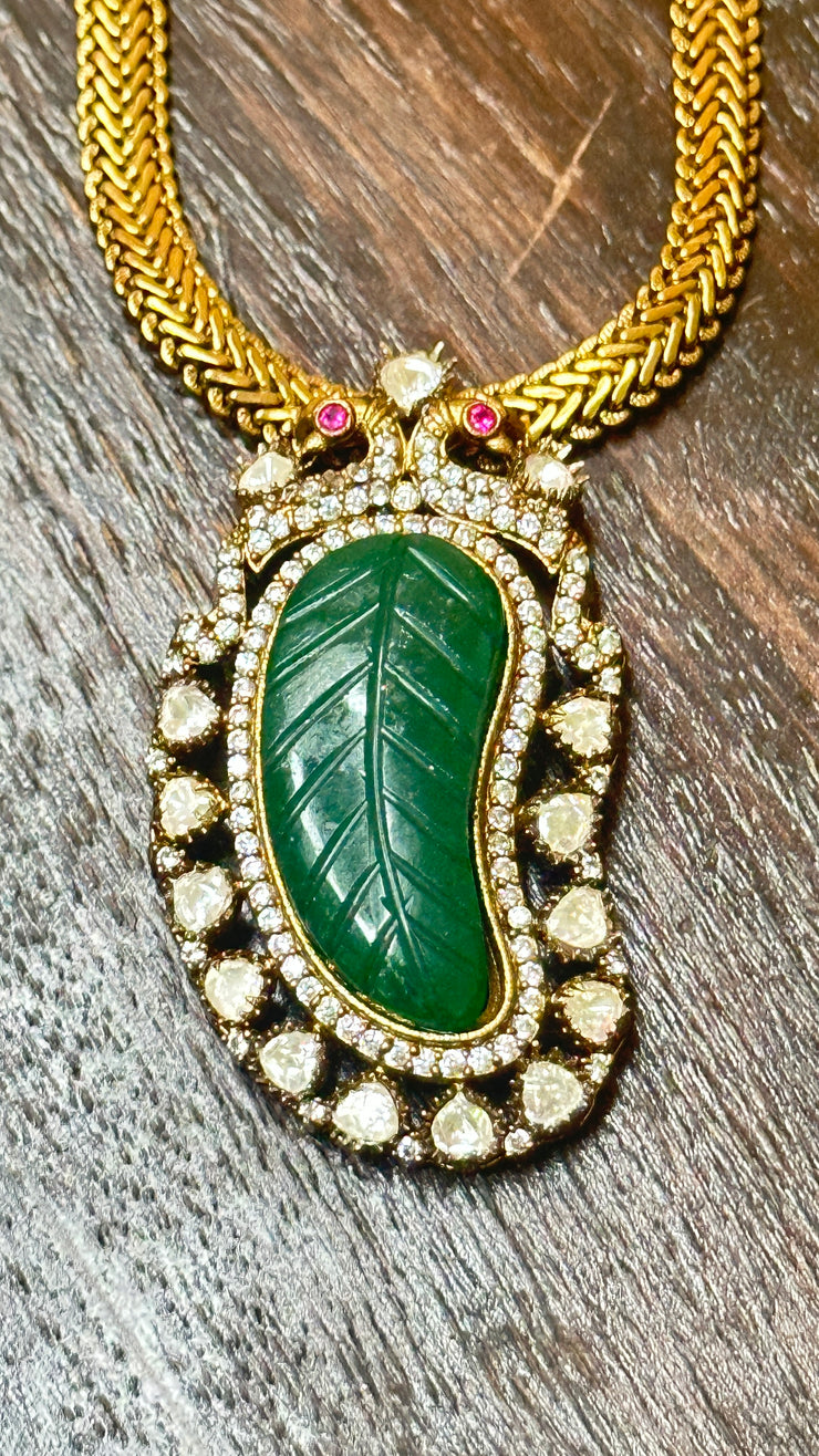 Victorian Necklace with Emerald pendent and earring