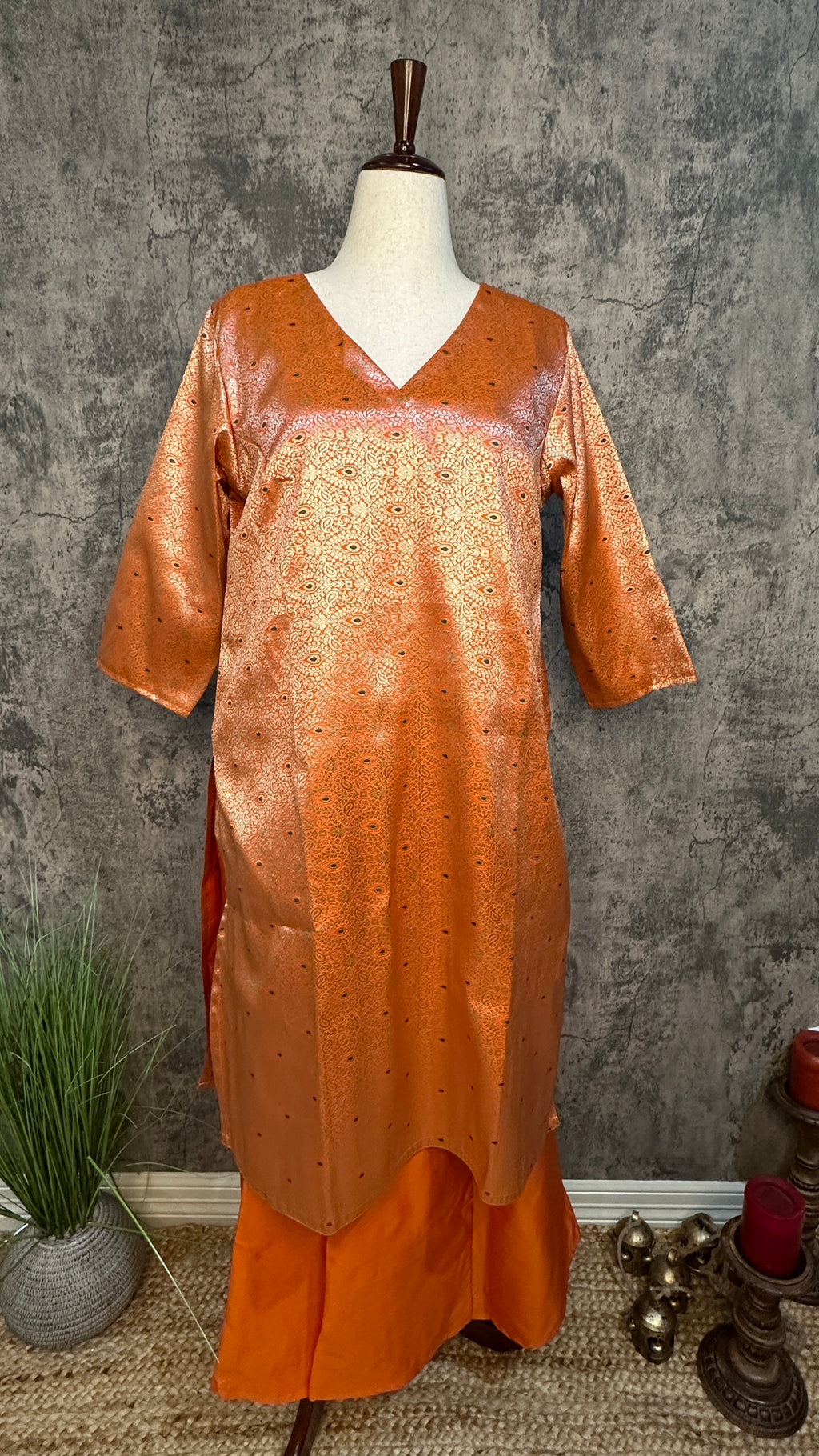 Orange banarsi top with bottom