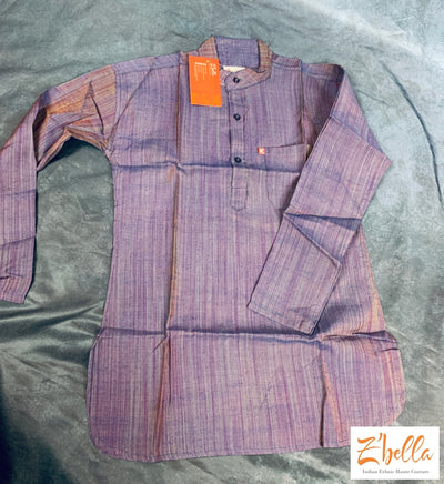 11-12 Yr Dark Purple Short Kurti Boy Kids Set