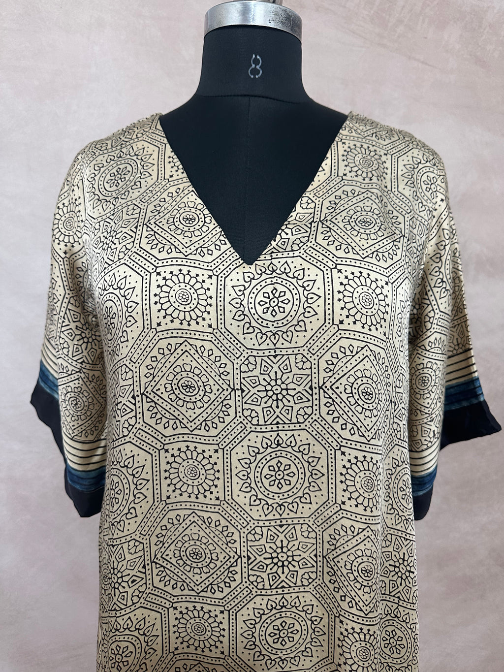 Designer Ajrakh modal silk dress
