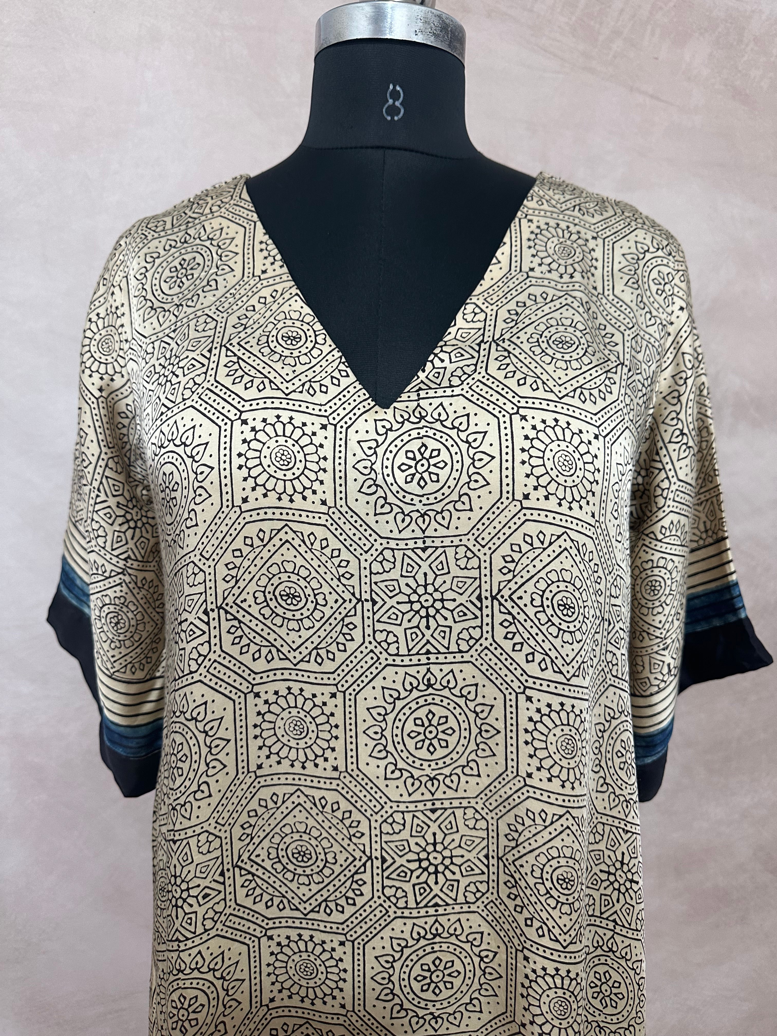 Designer Ajrakh modal silk dress