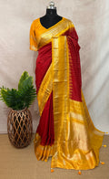 Handloom gadwal pure silk saree with tissue border and stitched blouse