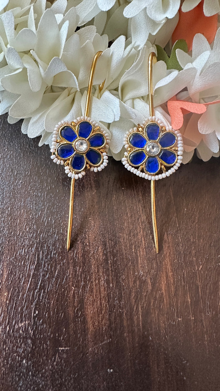 Blue color kundan stone ear pin/cuff