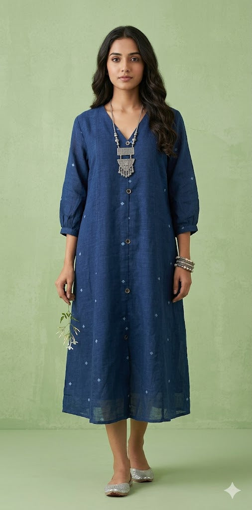 Handloom jamdani cotton dress