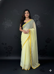 Yellow chiffon saree , no BP