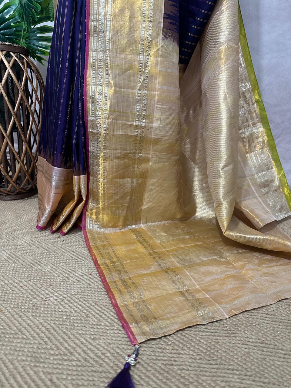 Pure silk handloom Gadwal saree with stitched blouse