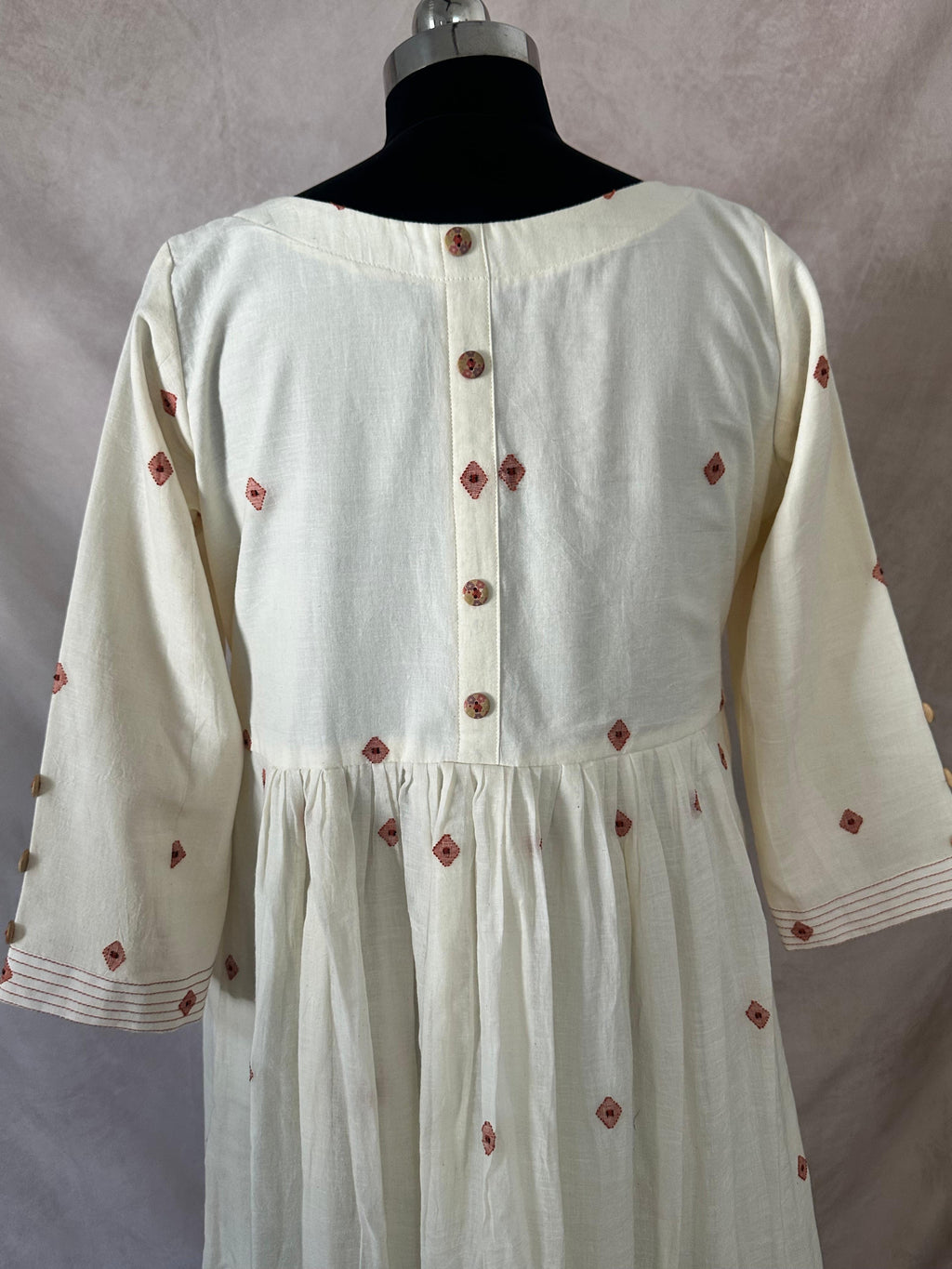 Off white jamdani cotton dress