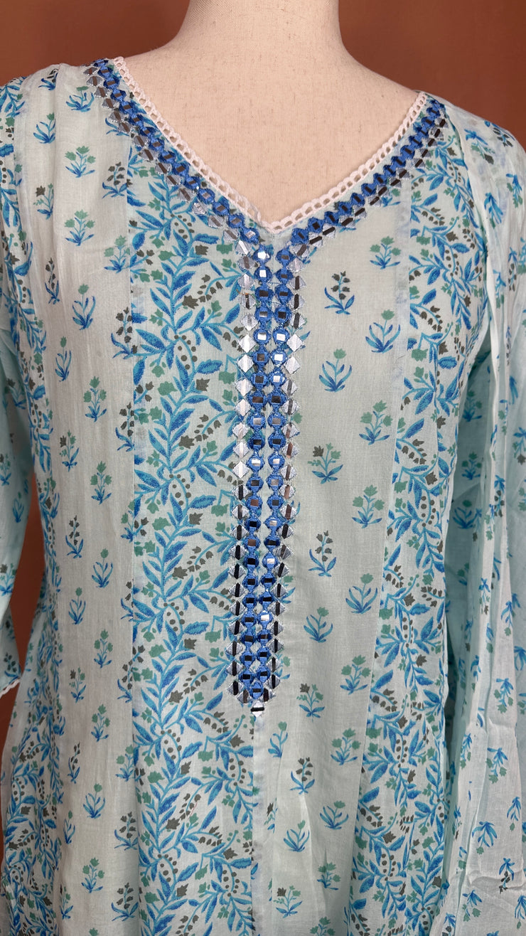 Light blue anarkali kurti set