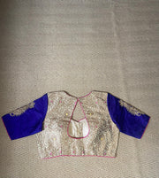Brocade blouse purple sleeves with handwork