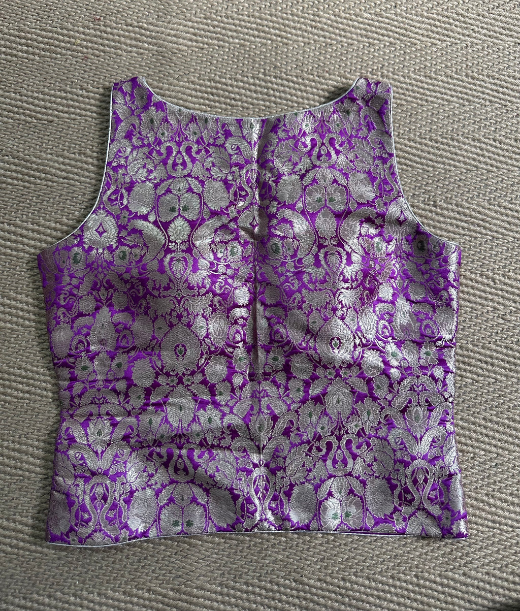 Purple banarsi brocade long top