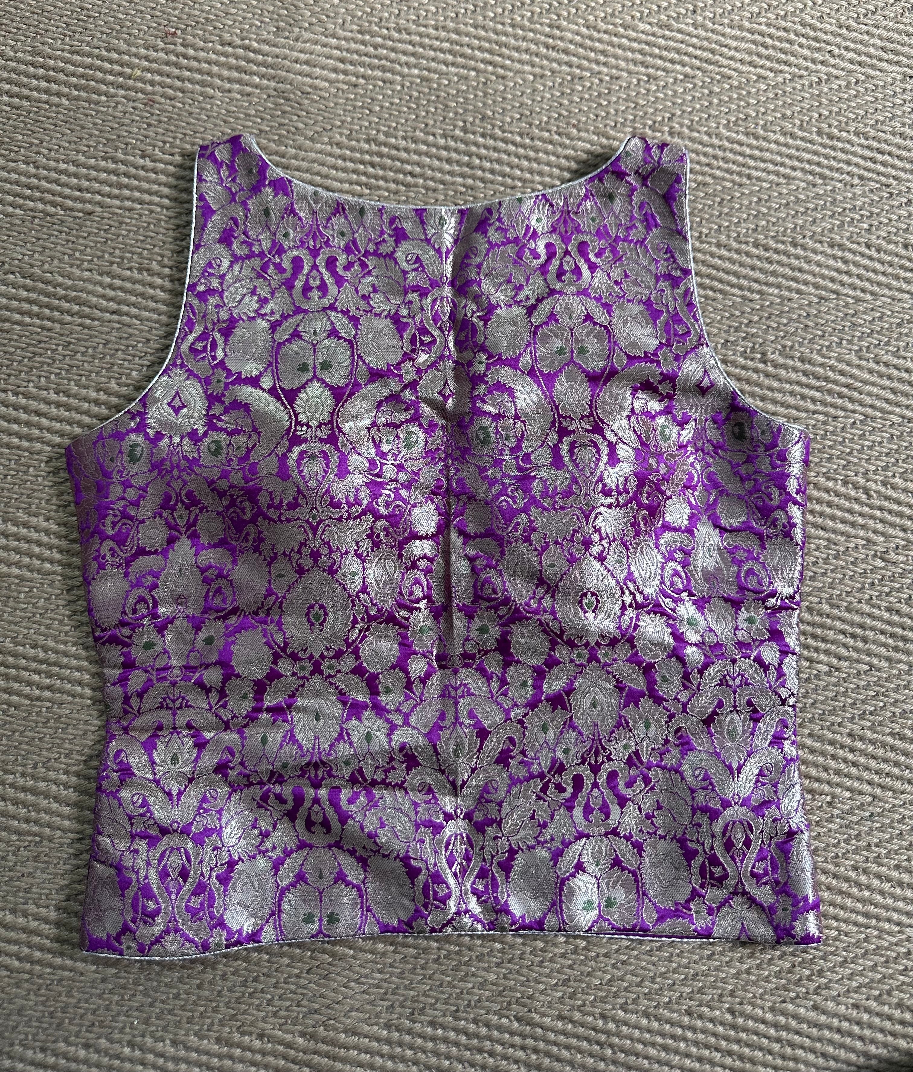 Purple banarsi brocade long top