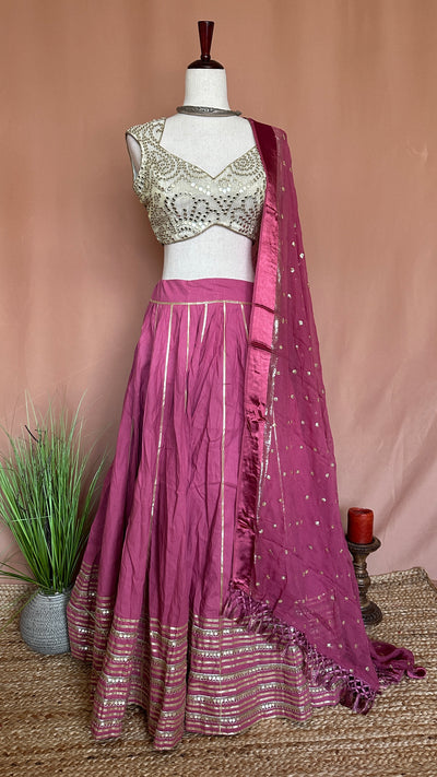 Blush pink 10 m flare skirt for garba with Dupatta