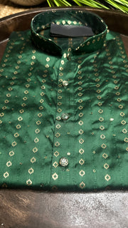 Bottle breen silk kurta - 38