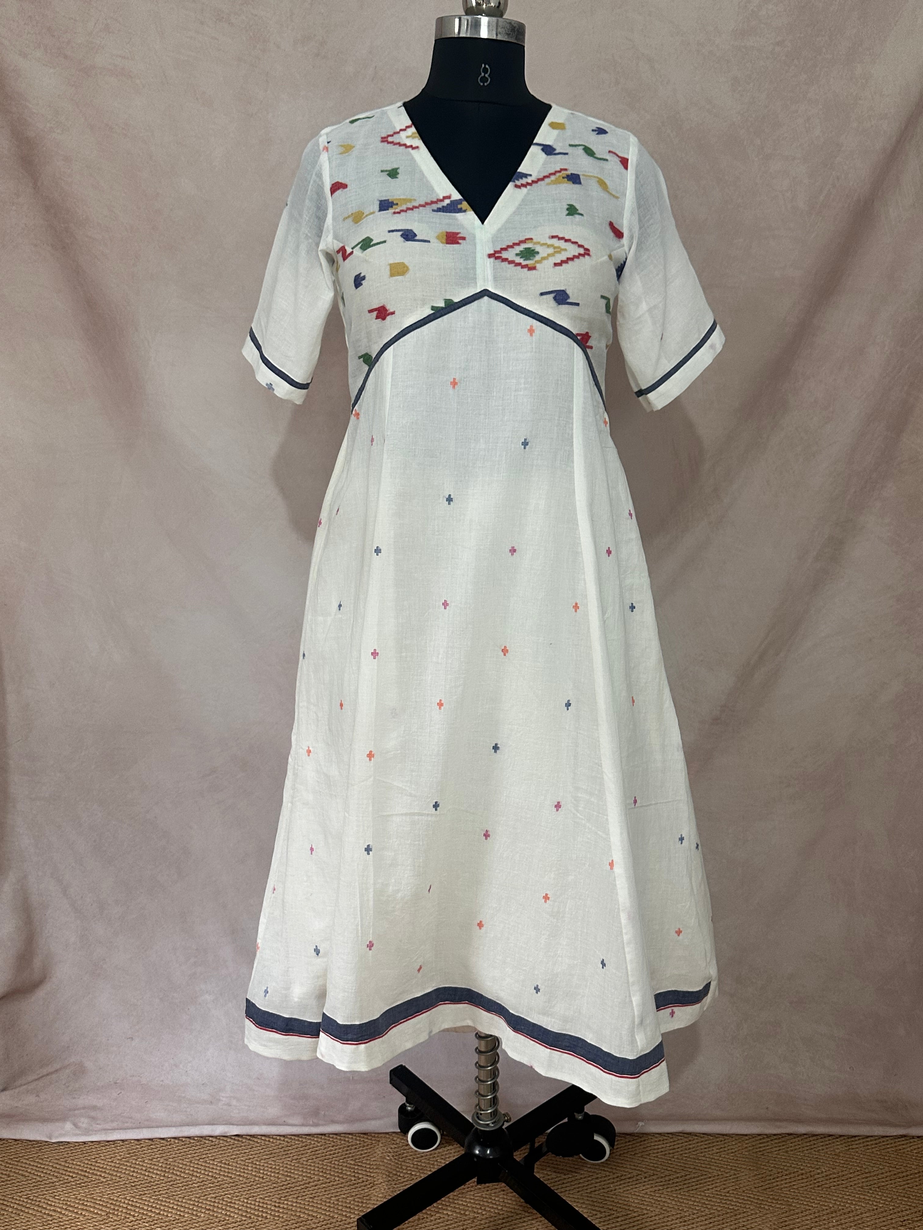 Handloom jamdani cotton dress