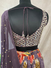Dark purple lehanga