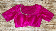 Pink silk blouse with aari work