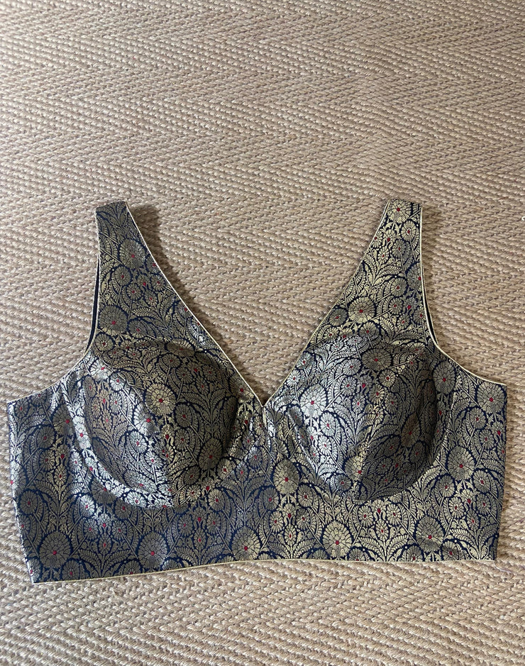 Black banarsi brocade blouse