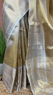 Semi Kanchivaram brocade saree with stitched blouse