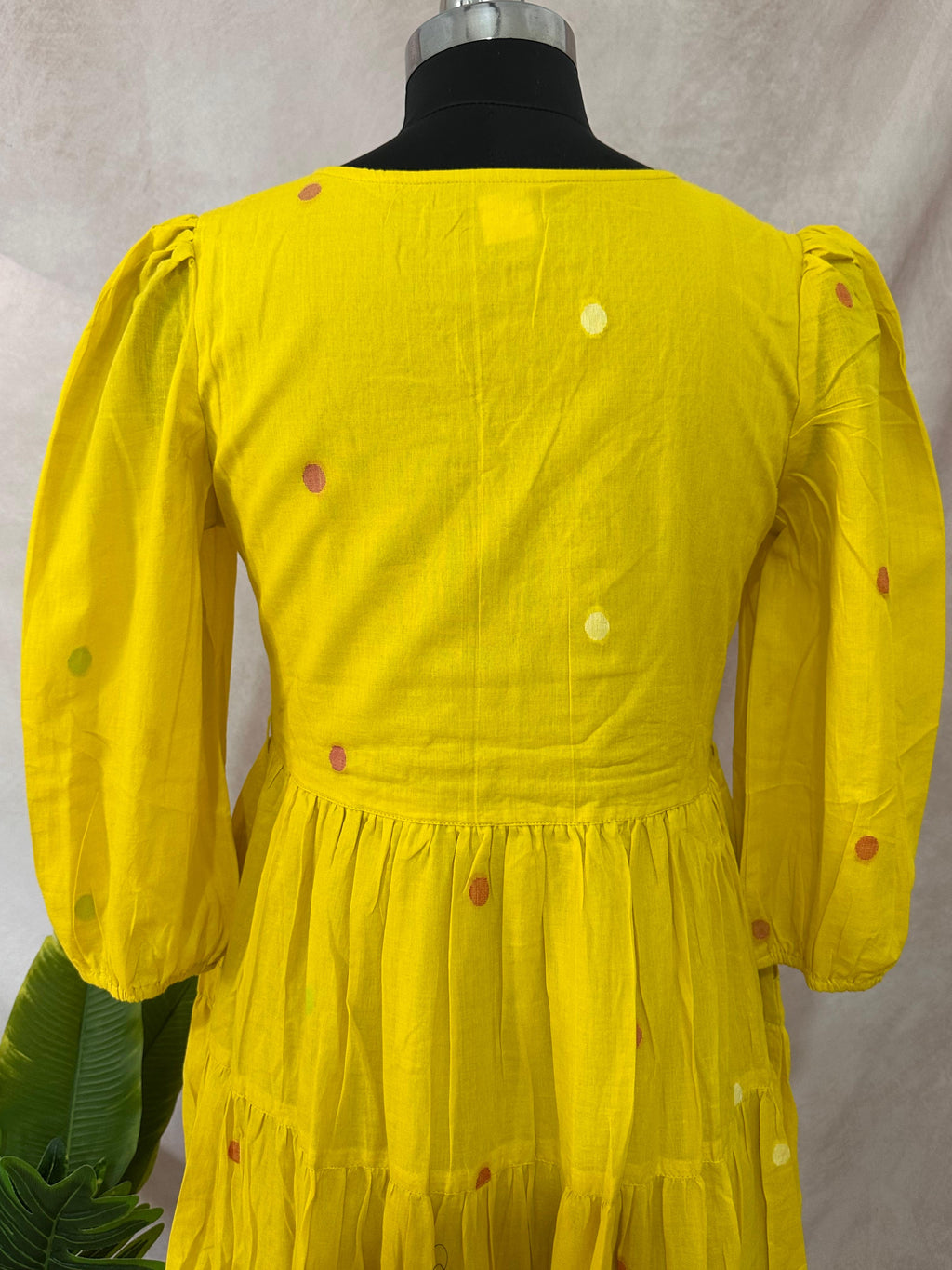 Yellow jamdani dress
