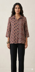 Pure Modal silk shirt with hand block print