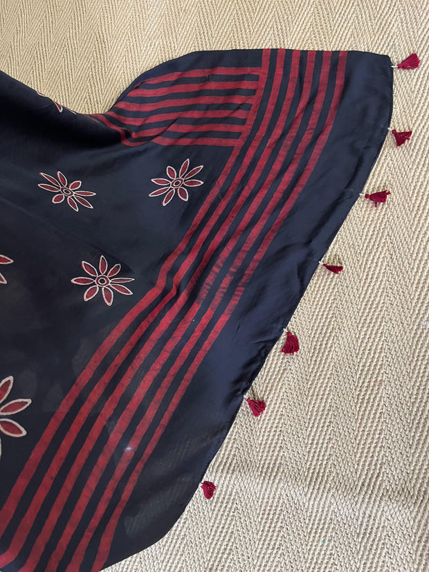 Modal silk kurti with Ajrakh hand block print