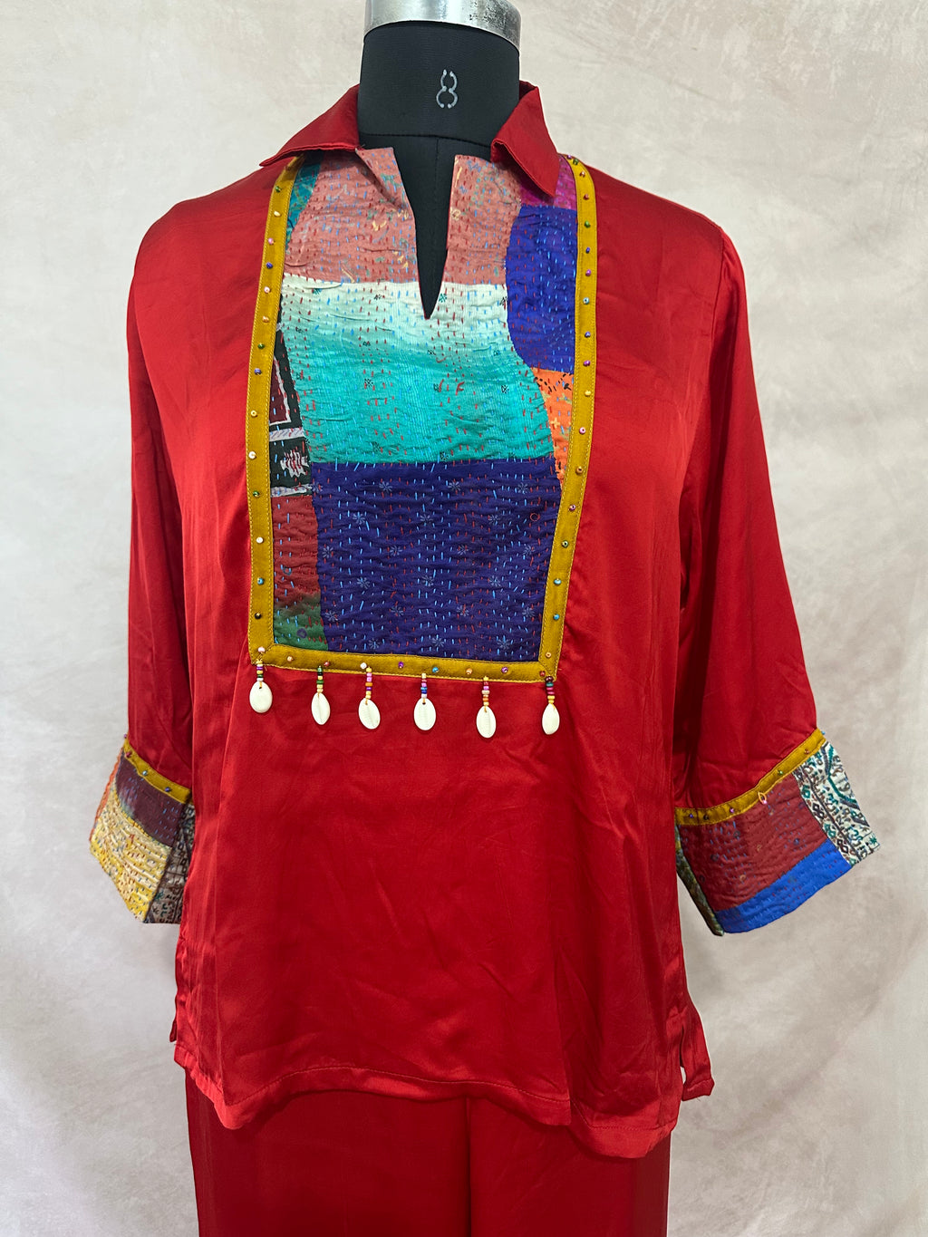 Red modal silk cord set