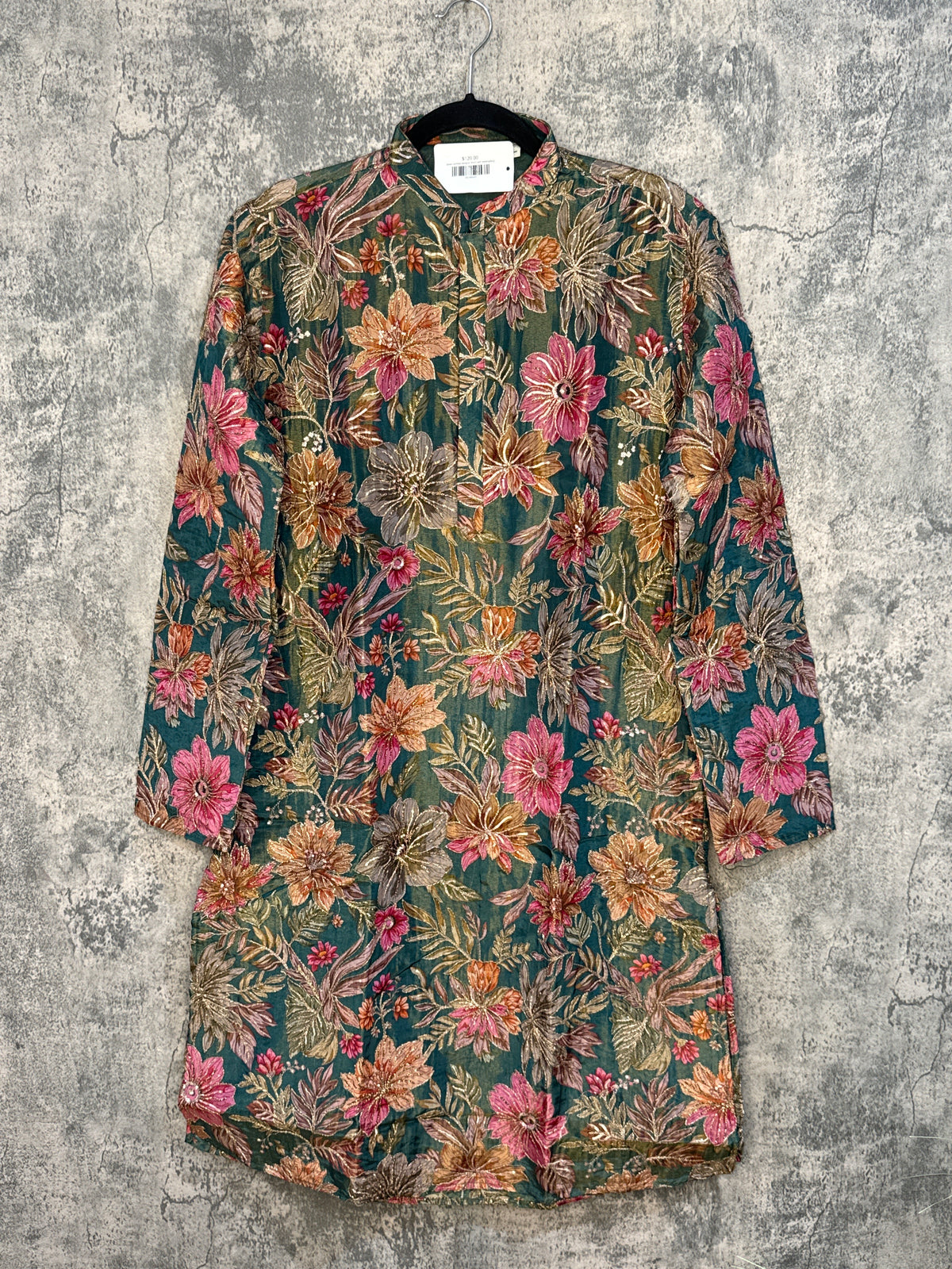 Green printed designer kurta with embroidery