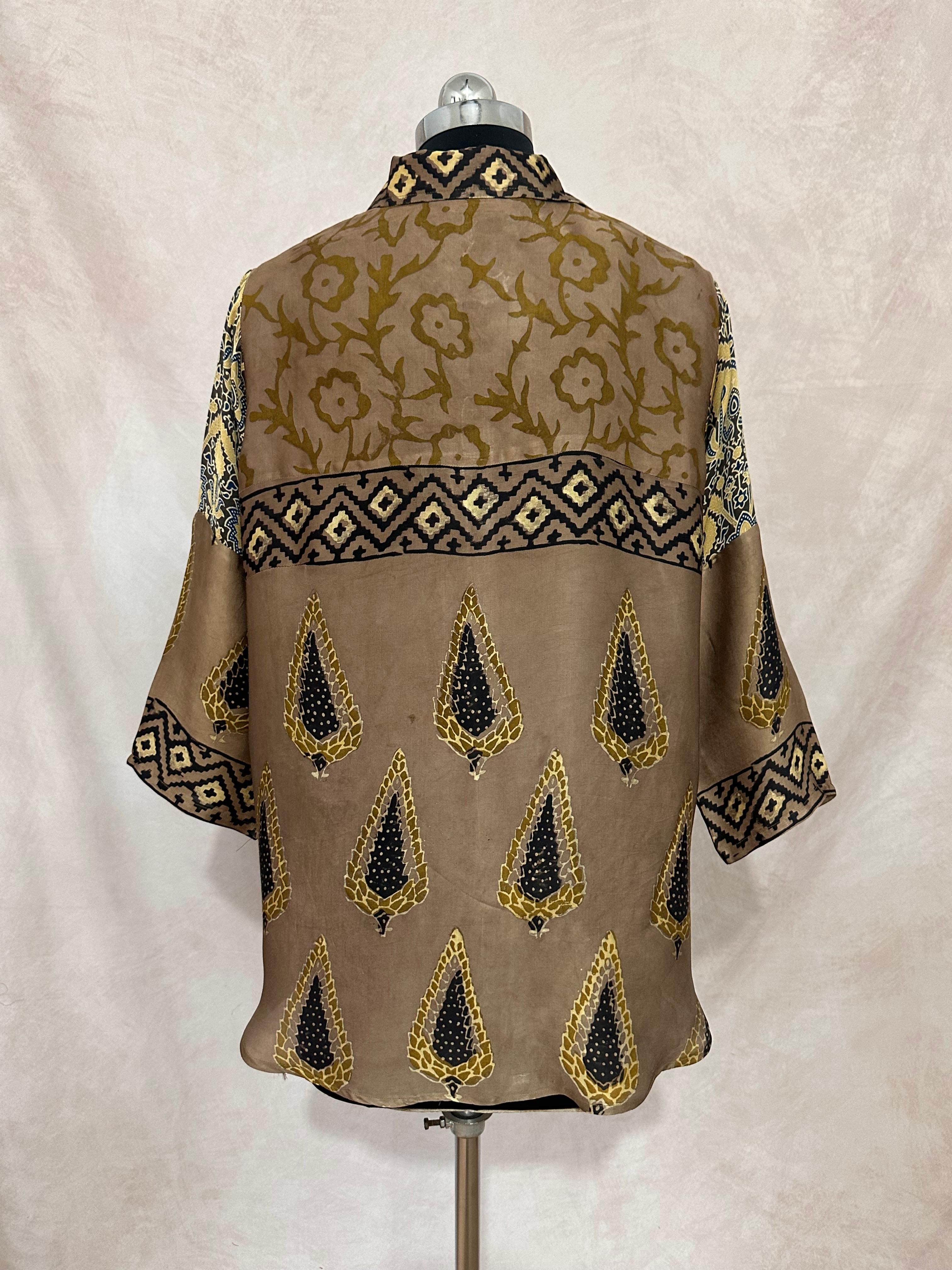 Pure Modal silk shirt with hand block print
