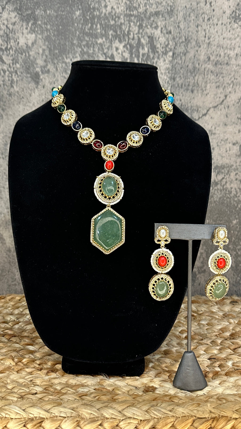 Designer replica necklace with multi color stones