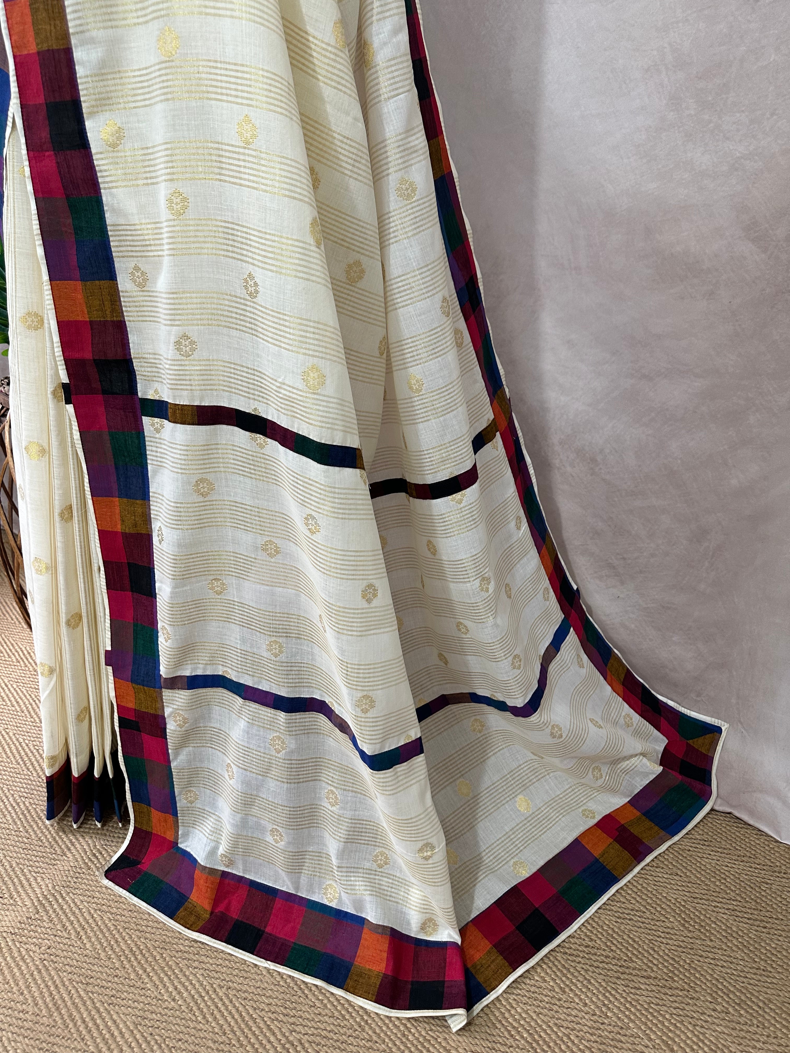 Madras kattam set saree with stitched blouse