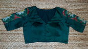 Green mashru silk blouse