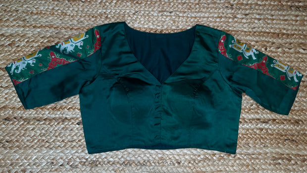 Green mashru silk blouse