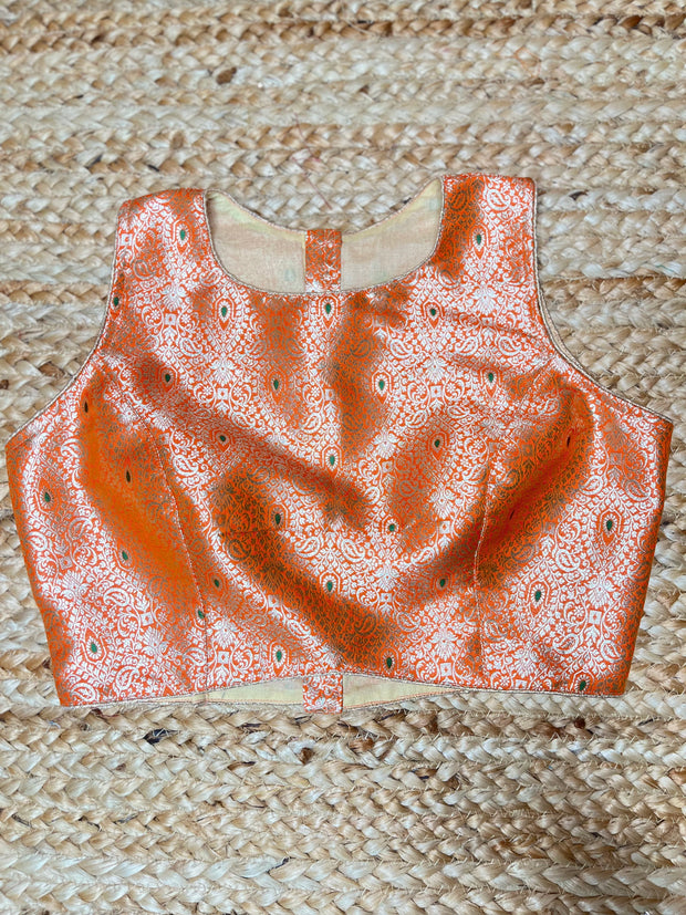Orange brocade blouse