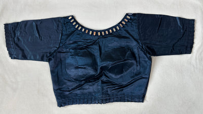 Modal silk Ajrakh blouse with real mirror work