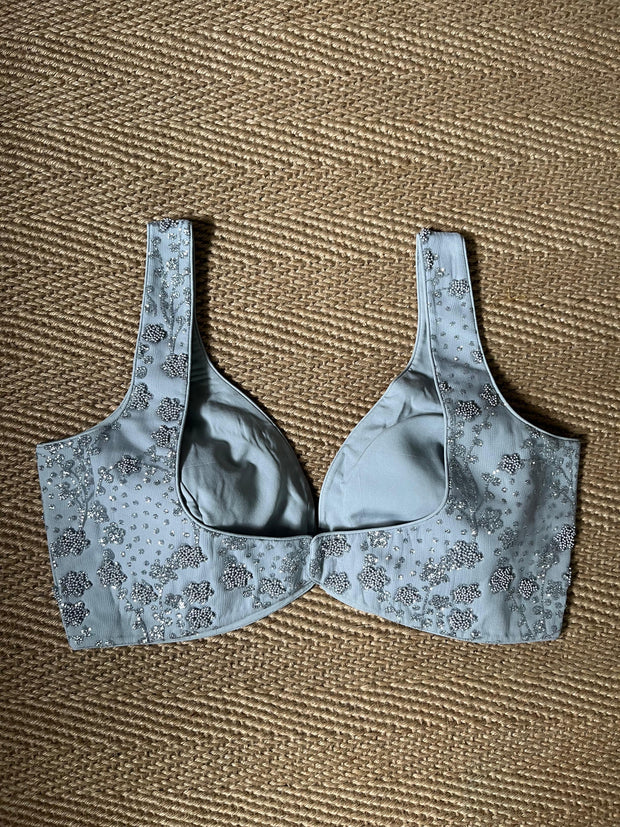 Silver net blouse with work